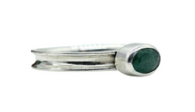 Load image into Gallery viewer, Emerald Ring, Size Q, Sterling Silver, Side Set Oval, May Birthstone, Genuine Gemstone, Stone of Inspiration - GemzAustralia 