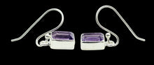 Load image into Gallery viewer, Amethyst Earrings, Rectangle Shaped, Sterling Silver, Emerald Faceted, February Birthstone, Powerful Stone, 4.5 Carats