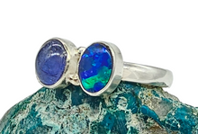 Load image into Gallery viewer, Australian Opal &amp; Blue Kyanite Ring, Size 8.5, Sterling Silver, Toi et Moi Design, Blue Green Opal - GemzAustralia 