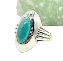 Load image into Gallery viewer, Blue Turquoise Ring, Size 8.25, Sterling Silver, Oval Shaped, Protection Stone, Love Rock, December Birthstone - GemzAustralia 