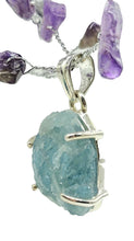 Load image into Gallery viewer, Raw Aquamarine Pendant, March Birthstone, Sterling Silver, Courage Gem, Communication with the Divine, Natural Rough Stone - GemzAustralia 