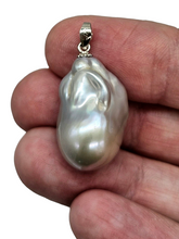 Load image into Gallery viewer, Silver Baroque Pearl Pendant, Freshwater Pearl, Sterling Silver, June Birthstone, Natural Pearl, Flameball fireball Pearl - GemzAustralia 