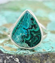 Load image into Gallery viewer, Chrysocolla Malachite Ring, Size 6.75, Sterling Silver, Serenity Stone, Tranquility Stone, Calming Gemstone, New Beginnings