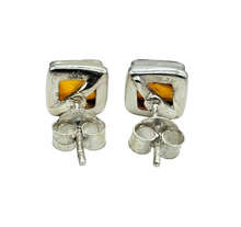 Load image into Gallery viewer, Baltic Amber Studs, Square Shaped, millions of years old, Fossilized Tree Resin, Balance, Wisdom, Strength, Success Gem - GemzAustralia 
