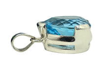 Load image into Gallery viewer, AAA+ Swiss Blue Topaz Pendant, 44 carats, Sterling Silver, Pear Faceted, December Birthstone, Bright Blue Gemstone - GemzAustralia 