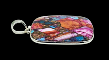 Load image into Gallery viewer, Cushion Cut Oyster Turquoise &amp; Pink Opal Pendant, Sterling Silver, Copper Turquoise, Love Stone, Heart Chakra - GemzAustralia 