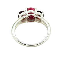 Load image into Gallery viewer, Ruby &amp; Garnet Three Stone Ring, Size 9, Sterling Silver, July and January Birthstones, Energy Stone - GemzAustralia 