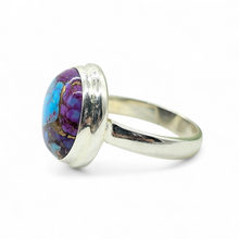 Load image into Gallery viewer, Purple &amp; Blue Mojave Turquoise Ring, Size 6.5, Round Shaped, Sterling Silver, Goddess Gem, Protection Stone - GemzAustralia 