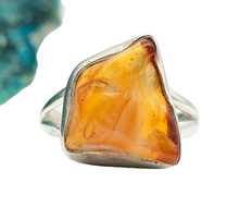 Load image into Gallery viewer, Raw Carnelian Ring, Size 6.5, Sterling Silver, Orange Gemstone, Rough Carnelian, Artist's Stone, Warm Vibrant Gem, Confidence Gem - GemzAustralia 