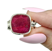 Load image into Gallery viewer, Cushion cut Ruby Ring, Size 9, 40th Anniversary Stone, 12 carats, Sterling Silver, July Birthstone, Energy Stone - GemzAustralia 