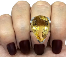 Load image into Gallery viewer, AAA Citrine Ring, Sterling Silver, Size M, Pear Faceted, 18 carats, November Birthstone, Money Stone, Success Gemstone, Abundance Gem - GemzAustralia 