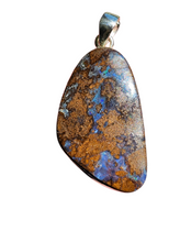 Load image into Gallery viewer, Boulder Opal Pendant, Solid Queensland Opal, Australian Opal, Sterling Silver, October Birthstone, Precious Stone - GemzAustralia 