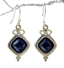 Load image into Gallery viewer, Australian Blue Sapphire Earrings, 10.5 carats, Sterling Silver, Diamond faceted, September Birthstone, Wisdom Stone, Love Stone - GemzAustralia 