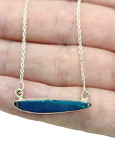 Load image into Gallery viewer, Australian Opal Necklace, Sterling Silver, October Birthstone, Blue Green Opal, Precious Gemstone - GemzAustralia 