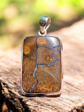 Load image into Gallery viewer, Rectangle Boulder Opal Pendant, Solid Opal, Australian Opal, Sterling Silver, October Birthstone, Precious Stone - GemzAustralia 