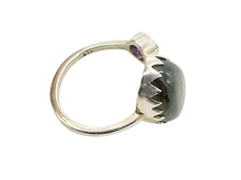 Load image into Gallery viewer, Sunset Peach Pink Labradorite &amp; Amethyst Ring, Size 8, Sterling Silver, Toi et Moi Ring, Prong set, Magic Stone, Protection Stone - GemzAustralia 