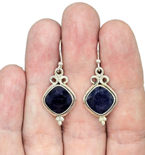 Load image into Gallery viewer, Australian Blue Sapphire Earrings, 10.5 carats, Sterling Silver, Diamond faceted, September Birthstone, Wisdom Stone, Love Stone - GemzAustralia 