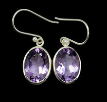 Load image into Gallery viewer, Amethyst Filigree Earrings, Oval Faceted, Sterling Silver,  17 carats, February Birthstone, 6th Anniversary Gemstone