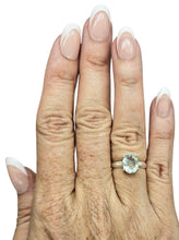 Load image into Gallery viewer, Oval Faceted Aquamarine Ring, Size 7, Sterling Silver, 19th Anniversary, March Birthstone, Solitaire Ring, Courage &amp; Communication Stone