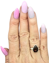 Load image into Gallery viewer, Red Ammolite Ring, Size 6 3/4, Sterling Silver, Pear Shaped, Opal like Gemstone, Fossilized Shell of Ammonite - GemzAustralia 