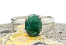Load image into Gallery viewer, Genuine Emerald Ring, May Birthstone, Size O, Sterling Silver, Natural Gemstone, Inspiration Stone, Action Stone - GemzAustralia 