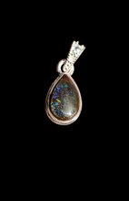 Load image into Gallery viewer, Multi Coloured Ammolite Pendant, Sterling Silver, Pear Shaped, Fossilized Ammonite, Opal like Gemstone, Power Gemstone - GemzAustralia 