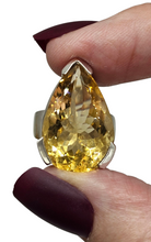 Load image into Gallery viewer, AAA Citrine Ring, Sterling Silver, Size M, Pear Faceted, 18 carats, November Birthstone, Money Stone, Success Gemstone, Abundance Gem - GemzAustralia 