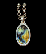 Load image into Gallery viewer, Spectrolite Labradorite Pendant, Sterling Silver, Oval Cabochon, Magical Stone, Trust in the Universe Stone - GemzAustralia 