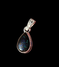 Load image into Gallery viewer, Multi Coloured Ammolite Pendant, Sterling Silver, Pear Shaped, Fossilized Ammonite, Opal like Gemstone, Power Gemstone - GemzAustralia 