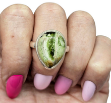 Load image into Gallery viewer, Chrome Chalcedony Ring, Size 11, Sterling Silver, Pear Shaped, Matorolite Gemstone, Higher Purpose Gem, Cancer &amp; Sagittarius Stone - GemzAustralia 