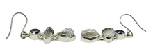 Load image into Gallery viewer, Herkimer Diamond &amp; Amethyst Earrings, Sterling Silver, Ascension Gem, Astral Travel, February and April Birthstones - GemzAustralia 