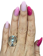 Load image into Gallery viewer, Paua Shell Tree of Life Ring, Sterling Silver, Green &amp; Blue Shell, Size N, Abalone Ring, Brings the Wearer Prosperity - GemzAustralia 