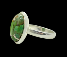 Load image into Gallery viewer, Green Mojave Turquoise Ring, Size 8, Sterling Silver, Oval Shape, Protection Stone, Goddess Stone - GemzAustralia 