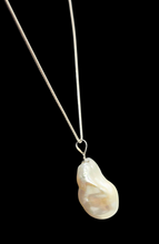 Load image into Gallery viewer, Baroque Pearl Pendant, Freshwater Pearl, Sterling Silver, June Birthstone, Natural Pearl, White flameball fireball Pearl - GemzAustralia 