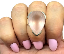 Load image into Gallery viewer, Rose Quartz Ring, Size 6.75, Sterling Silver, Pear Shape, 20 Carats, Love Stone, Unconditional Love, Pink Gem - GemzAustralia 