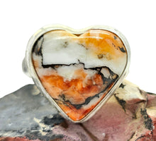 Load image into Gallery viewer, Heart Shaped Oyster Turquoise Ring, Size 8 1/2, Camouflage Stone, Sterling Silver, Love Stone, Heart Chakra, Hope and Courage Stone