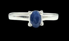 Load image into Gallery viewer, Australian Blue Sapphire Ring, Size 8, Sterling Silver, Oval Faceted, 1.2 carats, September Birthstone, Wisdom Stone