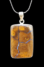 Load image into Gallery viewer, Rectangle Boulder Opal Pendant, Solid Opal, Australian Opal, Sterling Silver, October Birthstone, Precious Stone - GemzAustralia 