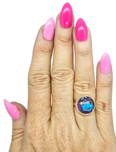 Load image into Gallery viewer, Purple &amp; Blue Mojave Turquoise Ring, Size 6.5, Round Shaped, Sterling Silver, Goddess Gem, Protection Stone - GemzAustralia 