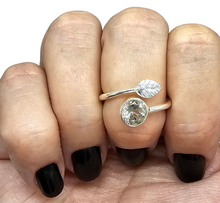 Load image into Gallery viewer, Green Amethyst Wrap Around Leaf Ring, Size 8, Sterling Silver, Prasiolite Gemstone, Powerful Protection Stone, Spiritual - GemzAustralia 