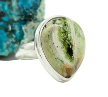 Load image into Gallery viewer, Chrome Chalcedony Ring, Size 11, Sterling Silver, Pear Shaped, Matorolite Gemstone, Higher Purpose Gem, Cancer &amp; Sagittarius Stone - GemzAustralia 