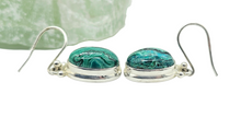 Load image into Gallery viewer, Azurite Malachite Earrings, Oval Shaped, Sterling Silver, Green Blue Gem, Stone of Heaven, Psychic Gemstone - GemzAustralia 