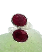 Load image into Gallery viewer, 11 carat Ruby Ring, Size 8.5, 40th Anniversary Stone, Sterling Silver, July Birthstone, Oval Faceted, Energy Stone - GemzAustralia 