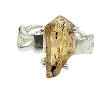 Load image into Gallery viewer, Imperial Topaz Ring, Size 7 3/4, Sterling Silver, Raw Gem, Filigree Band, Manifestation Stone, Solar Plexus Chakra, Rare Variety of Topaz - GemzAustralia 