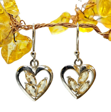 Load image into Gallery viewer, Citrine Heart Earrings, Sterling Silver, November Birthstone, Stone of Happiness, Wealth &amp; Success, Heart Jewellery - GemzAustralia 