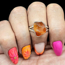 Load image into Gallery viewer, Rough Carnelian Ring, Size 8.5, Sterling Silver, Orange Gemstone, Artist's Stone, Confidence Stone, Raw Gem