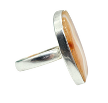 Load image into Gallery viewer, Botswana Agate Ring, Size 7.5, Sterling Silver, The Stone of Change, Orange &amp; White banded Gemstone, Harmony Stone - GemzAustralia 