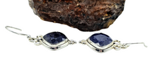 Load image into Gallery viewer, Australian Blue Sapphire Earrings, 10.5 carats, Sterling Silver, Diamond faceted, September Birthstone, Wisdom Stone, Love Stone - GemzAustralia 
