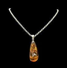 Load image into Gallery viewer, Cognac Amber Pendant, Sterling Silver, Millions of years old, Fossilized Tree Resin, Balance Gem, Wisdom Gem, Genuine - GemzAustralia 