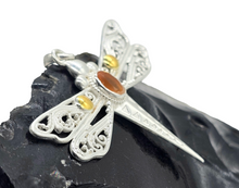 Load image into Gallery viewer, Dragonfly Pendant, Carnelian Gemstone, Sterling Silver, Meaning of Life Symbolism, Transformation, Artist's Stone, Two Tone - GemzAustralia 